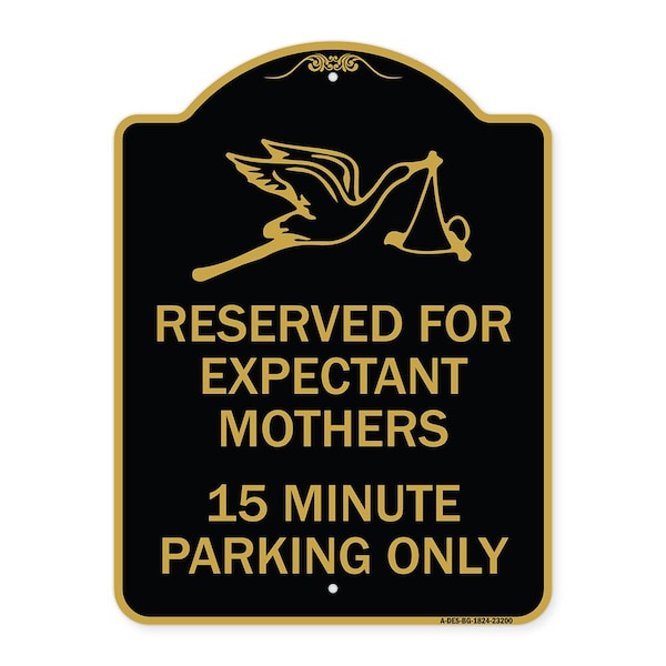 Reserved for Expectant Mothers 15 Minute Parking Only With Stork & Baby Graphic, A-DES-BG-1824-23200